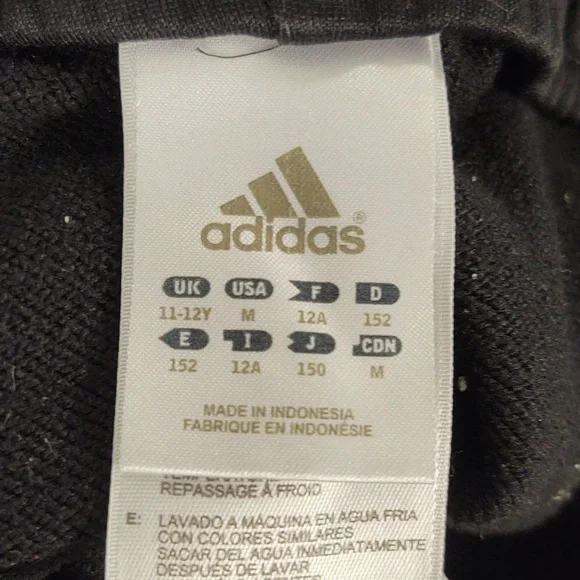 Preloved Adidas Kids Black Pants with White Stripes Size M 10/12 - Picture 4 of 4